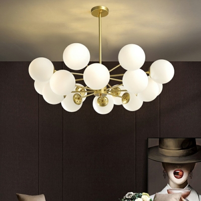 Globe Chandelier Light Fixture 16 Lights Modern Metal and Glass Shade Indoor Hanging Lamp