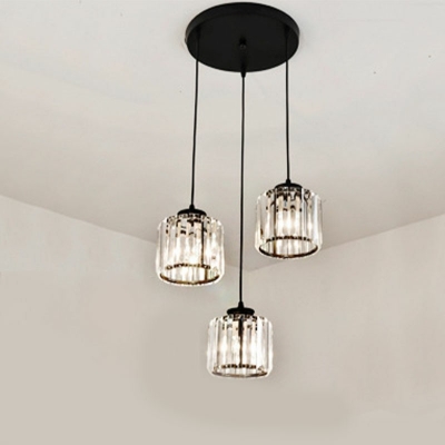 Modern Drop Pendant 3 Light Crystal Pendant Ceiling Lights for Bedroom Living Room