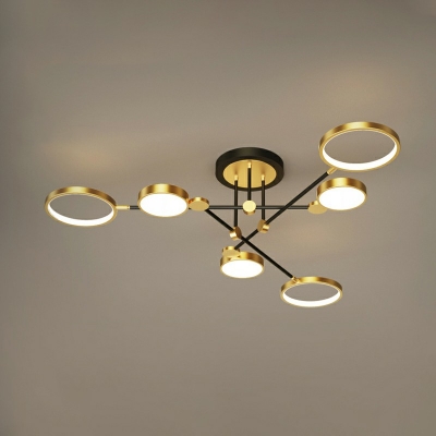 Modern Style LED Chandelier Light 6 Lights Metal Acrylic Nordic Style Pendant Light for Living Room