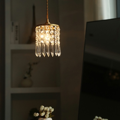 Round Crystal Pendanting Light Fixtures Modern Minimalist Brass Living Room Hanging Light