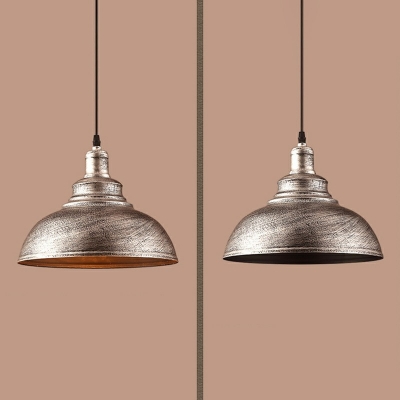 1-Light Ceiling Pendant Light Industrial-Style Bowl Shape Metal Hanging Lights