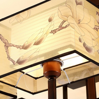 12-Light Ceiling Lamp Traditional Style Square Shape Fabric Flush Mount Light