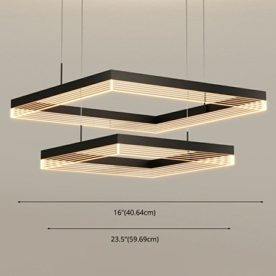 2 Lights Squared Shade Hanging Light Modern Style Acrylic Pendant Light for Dining Room