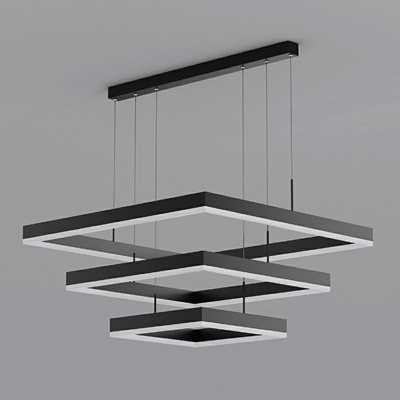 3-Light Hanging Lamp Modern Style Square ​Shape Metal Chandelier Light Fixture