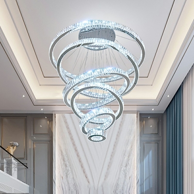 6 Lights LED Chandelier Light Modern Style Metal Crystal Pendant Light for Living Room