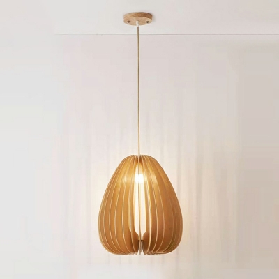 Asian Wood Pendants Light Fixtures Traditional Basic Hanging Ceiling Light for Dinning Room