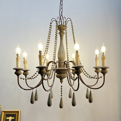 French Retro Chandelier 8 Head Ceiling Chandelier for Bedroom Dining Room