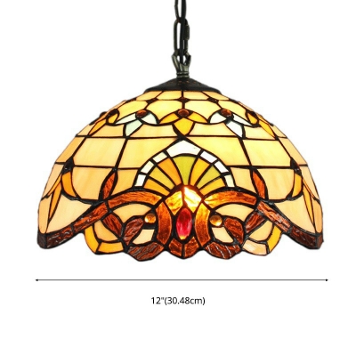Hanging Pendant Light Victorian Dome Ceiling Light Fixtures Tiffany 1 Light for Living Room