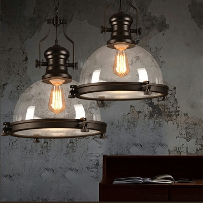 Industrial Style LED Pendant Light Nordic Style Retro Metal Glass Hanging Light for Bar Coffee Shop