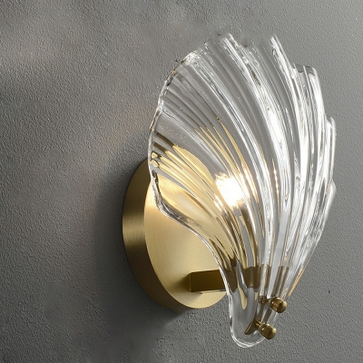 Metal Sconce Light Fixtures Clear Glass Shell Minimalism Contemporary Wall Lights for Bedroom 