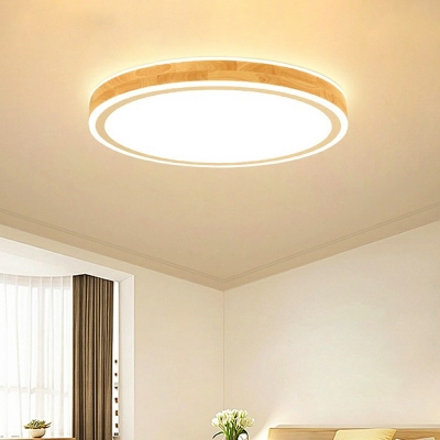 Modern Style LED Flushmount Light Nordic Style Wood Acrylic Celling Light for Bedroom
