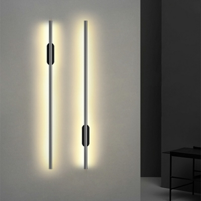 Modern Style Linear Wall Lamp Acrylic 1 Light Wall Light in Black for Bedroom