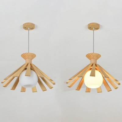 Modern Wood Pendants Light Fixtures Minimalism 1 Light Dinning Room Hanging Ceiling Light