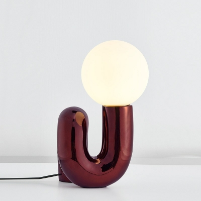 Modernism Table Lamp 1 Light White Glass Table Light for Bedroom Office Desk