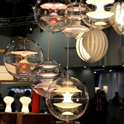 Nordic Style Glass Pendant Light Modern Style Globe Clear Hanging Light for Living Room