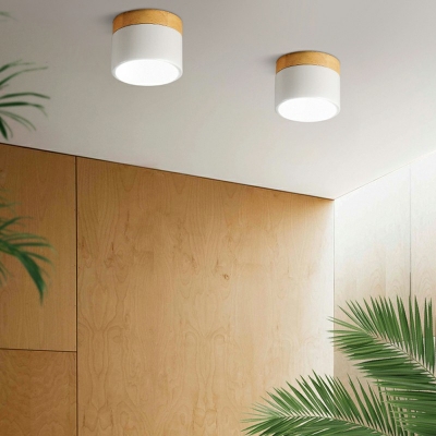 Nordic Style LED Celling Light Modern Style Metal Wood Macaron Flushmount Light for Bedroom