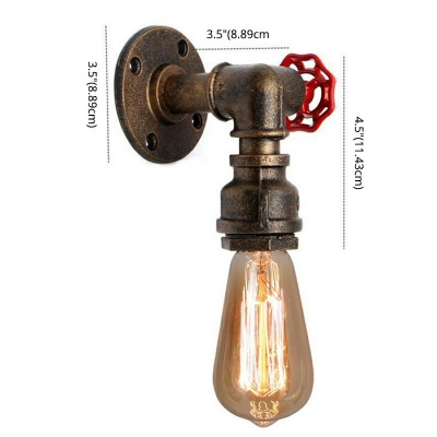 Pipe and Gauge Sconce Light Fixtures Bronze 1 Light Industrial Vintage Wall Mounted Light Fixture