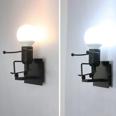 1 Lamp Black Metal Wall Lighting Fixtures Industrial Vintage Living Room Flush Mount Wall Sconce