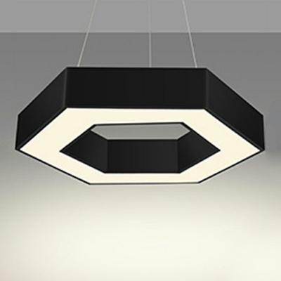 1-Light Hanging Ceiling Lights Minimal ​Style Hexagon Shape Metal Pendant Lamp