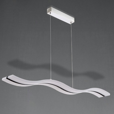 1-Light Island Ceiling Light Modern Style Wave Shape Metal Hanging Lamp Kit