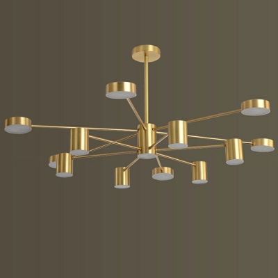 12 Lights Starburst Shade Hanging Light Modern Style Metal Pendant Light for Dining Room