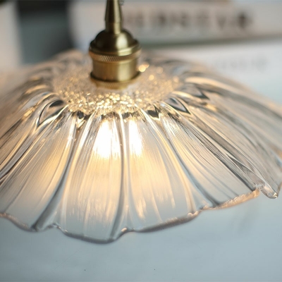 Chinese Style LED Pendant Light Lotus Shaped Glass Hanging Light for Dinning Room