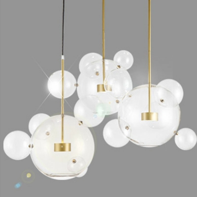 Contemporary Hanging Lamp with Clear Glass Multiple Hanging Glass Pendant Light