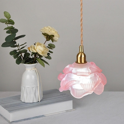 Glass Flower Pendants Lights Tiffany-Style Living Room Ceiling Light Fixtures