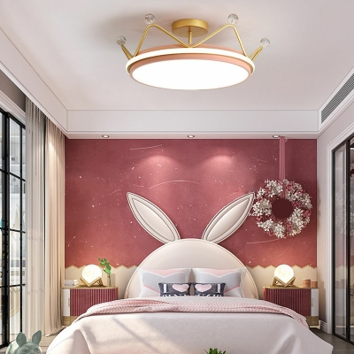 Modern Girl Kid's Room Decorative Ceiling Lamp Cartoon Crown Princess Shape Led Light