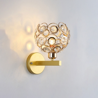 Modern Style LED Wall Sconce Nordic Style Metal Crystal Glass Wall Light for Bedside