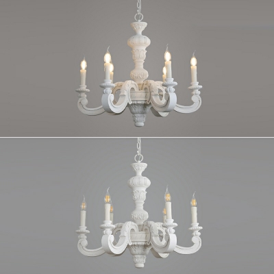 Nordic Style LED Chandelier Light 6 Lights Postmodern Style Wood Pendant Light for Living Room