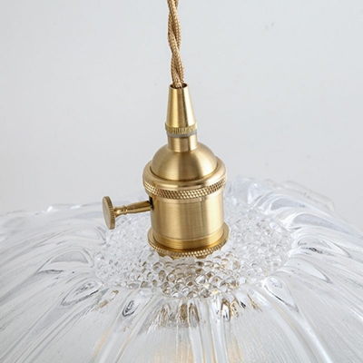 Vintage Water Glass Pendant Lights Brass Cone Glass Pendant