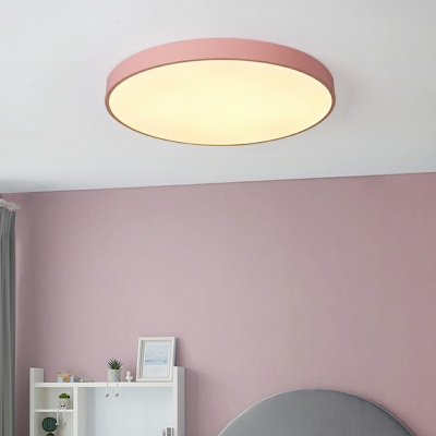 1-Light Flush Mount Nordic Style Disk Shape Metal Ceiling Light Fixture