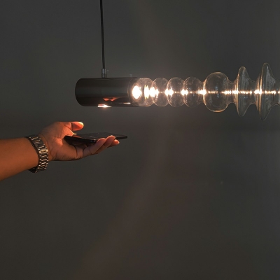 1-Light Island Lighting Minimal Style Linear Shape Glass Pendant Lighting