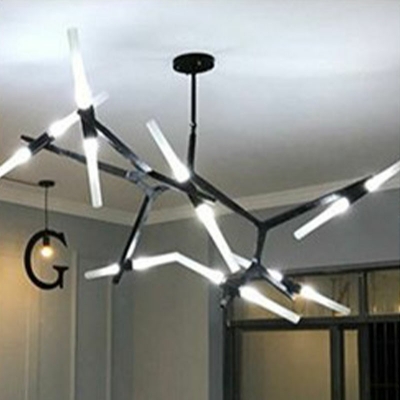 14 Lights LED Chandelier Light Modern Style Metal Glass Pendant Light for Living Room
