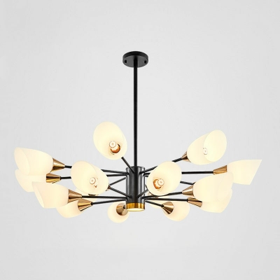16 Lights LED Pendant Light Nordic Style Metal Glass Chandelier Light for Living Room