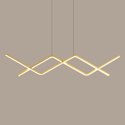 2-Light Island Pendants Modern Style Linear Shape Metal Chandelier Light