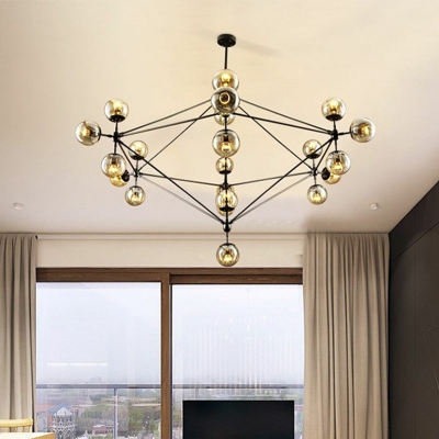 21 Lights LED Pendant Light Nordic Style Glass Globe Chandelier Light for Living Room