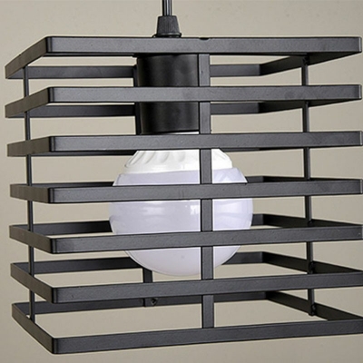 3-Light Multi Pendant Light Minimalist Stsle Square Cage Shape Metal Ceiling Fixture
