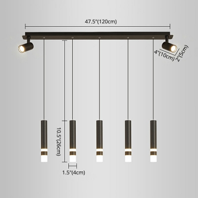 7 Lights Tube Aluminum Hanging Pendant Lights Contemporary Pendant Lighting Fixtures