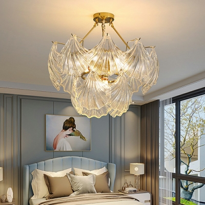 9 Lights Chandelier Pendant Light Glass and Metal Modern Ceiling Chandelier for Living Room