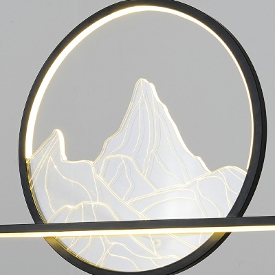 Chinese Landscape Painting Suspension Lamp Minimalist Rectangular ​Ceiling Light