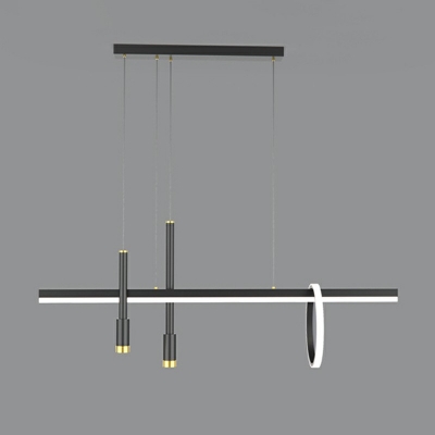 Linear Island Light Fixture 4 Lights Modern Contracted Metal Shade Hanging Light for Kitchen