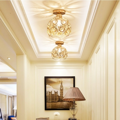 Modern Creative Corridor Ceiling Lamp Crystal Metal Colonial Style Light