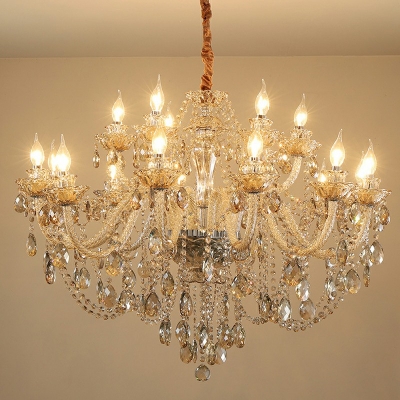 Nordic Style LED Chandelier Light 18 Lights Postmodern Style Crystal Pendant Light for Living Room