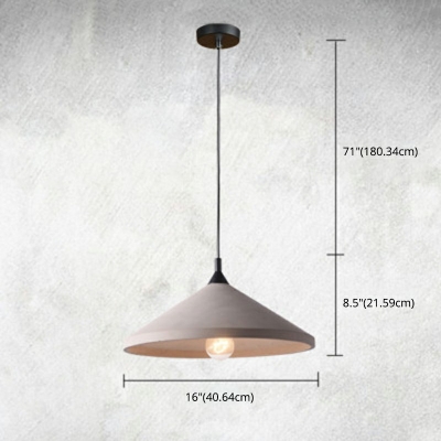 1 Light Cone Shade Hanging Light Modern Style Cement Pendant Light for Living Room