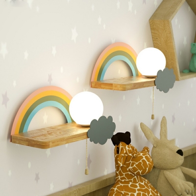 1-Light Sconce Lights Kids Style Rainbow Shape Glass Wall Mounted Lights
