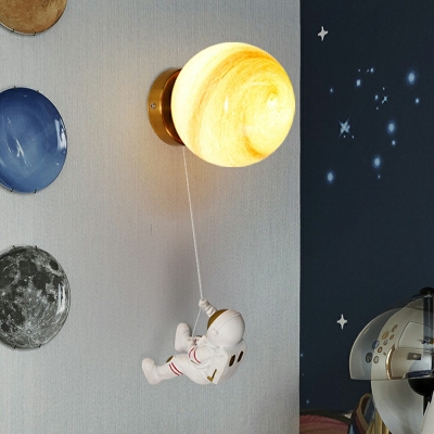 1-Light Wall Mounted Light Kids Style Astronaut Shape Plastic Sconce Lights