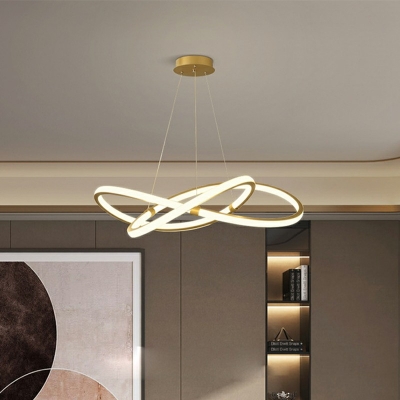 2-Light Chandelier Lighting Fixtures Minimal Style Twist ​Shape Metal Hanging Pendant Lights