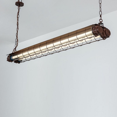 2-Light Island Lighting Industrial Style Linear Shape Metal Ceiling Lights
